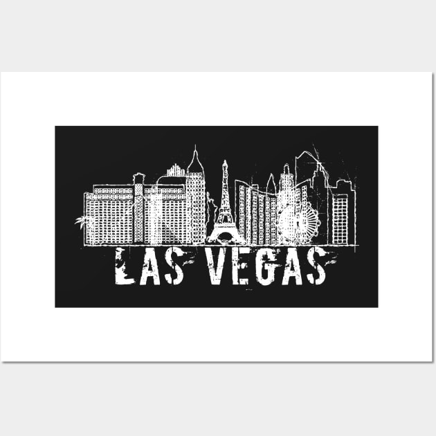 City of Las Vegas Skyline Graphic T-shirt Wall Art by DimDom